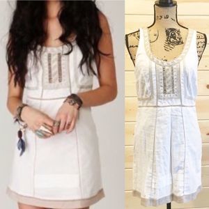 Free People Ivory Mini Dress Sand Embroide…